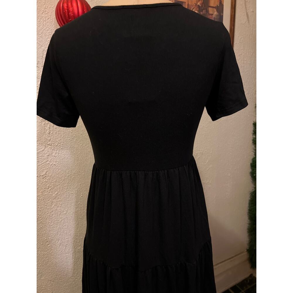Women's Casual Cotton Blend V-Neck Short Sleeve Tiered Midi Dress NWT Size S - Picture 6 of 9